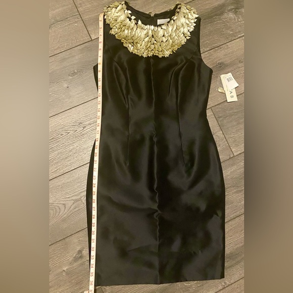 Chetta B Size Small Sexy Mini Black Gold Leaf Cocktail Wedding Guest Dress - Picture 7 of 9